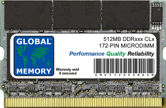 512MB DDR 266/333MHz 172-PIN MICRODIMM MEMORY RAM FOR LAPTOPS/NOTEBOOKS 512MB DDR 266/333MHz 172-PIN MICRODIMM MEMORY RAM FOR LAPTOPS/NOTEBOOKS
